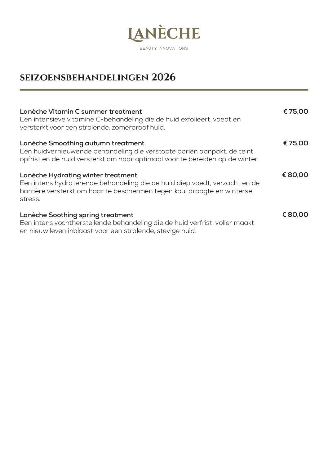 Gezichtsbehandeling seizoen 2026